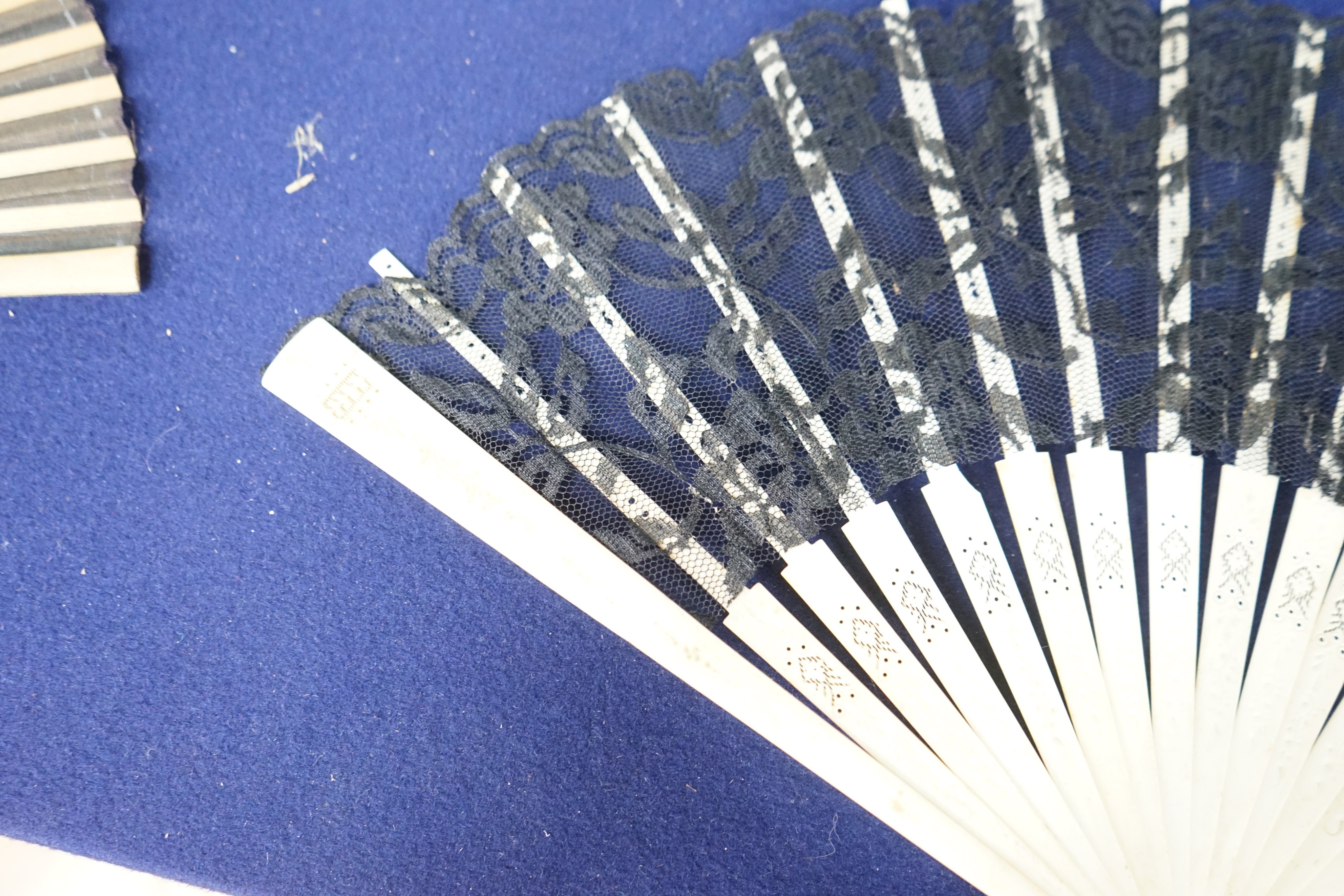 A collection of 10 fans, including some ivory and bone, 19th/early 20th century